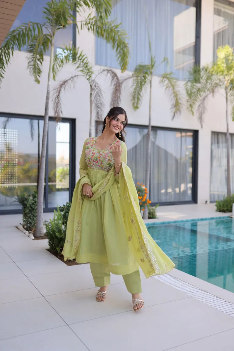 Mal Chanderi Anarkali Set
