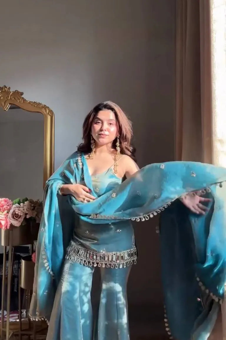Fendy Silk Kurti with Sharara Set