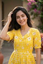 Muslin Silk Checkered Summer Dress