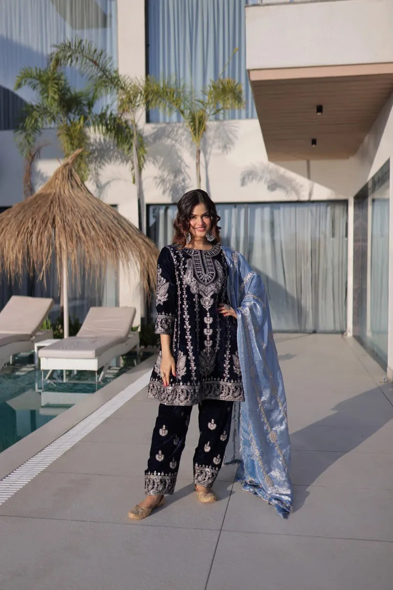 Velvet Bell Sleeve Suit