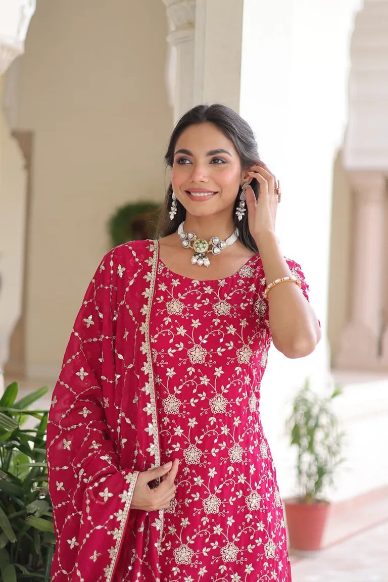 Party Wear Kurti with Sharara Dupatta