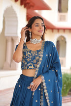 Traditional Vichitra Silk Lehenga Set