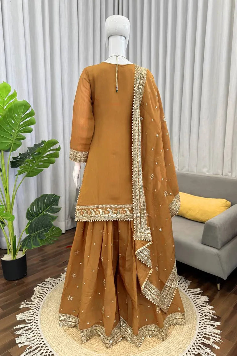 Designer Mul Chanderi Suit with Sequins