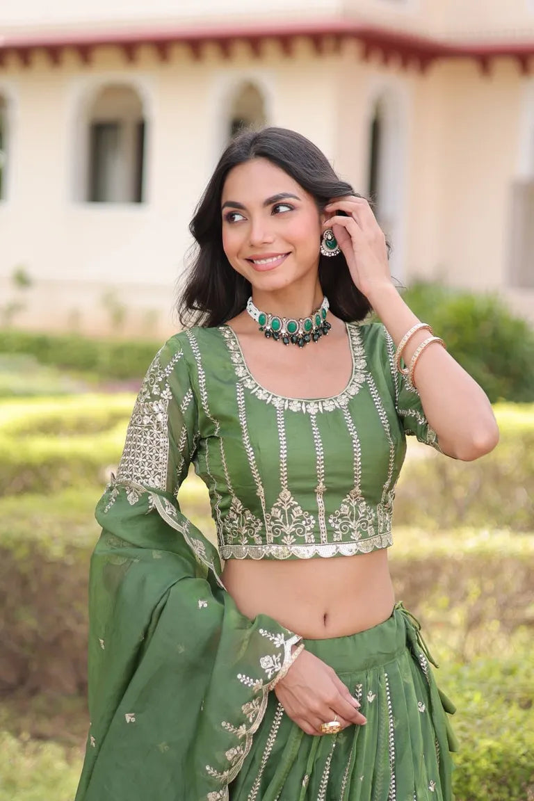 Festive Zari Sequins Lehenga Choli