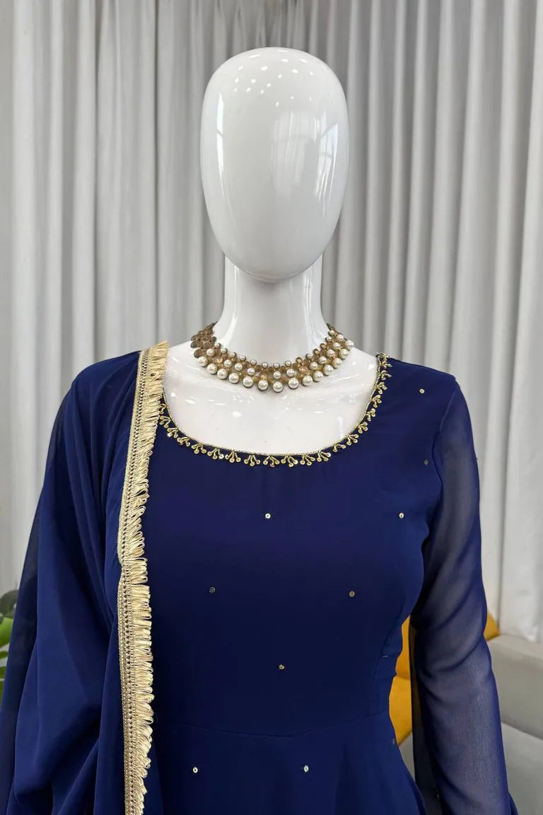 Royal Blue Anarkali Dress with Dupatta