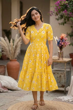 Muslin Silk Checkered Summer Dress