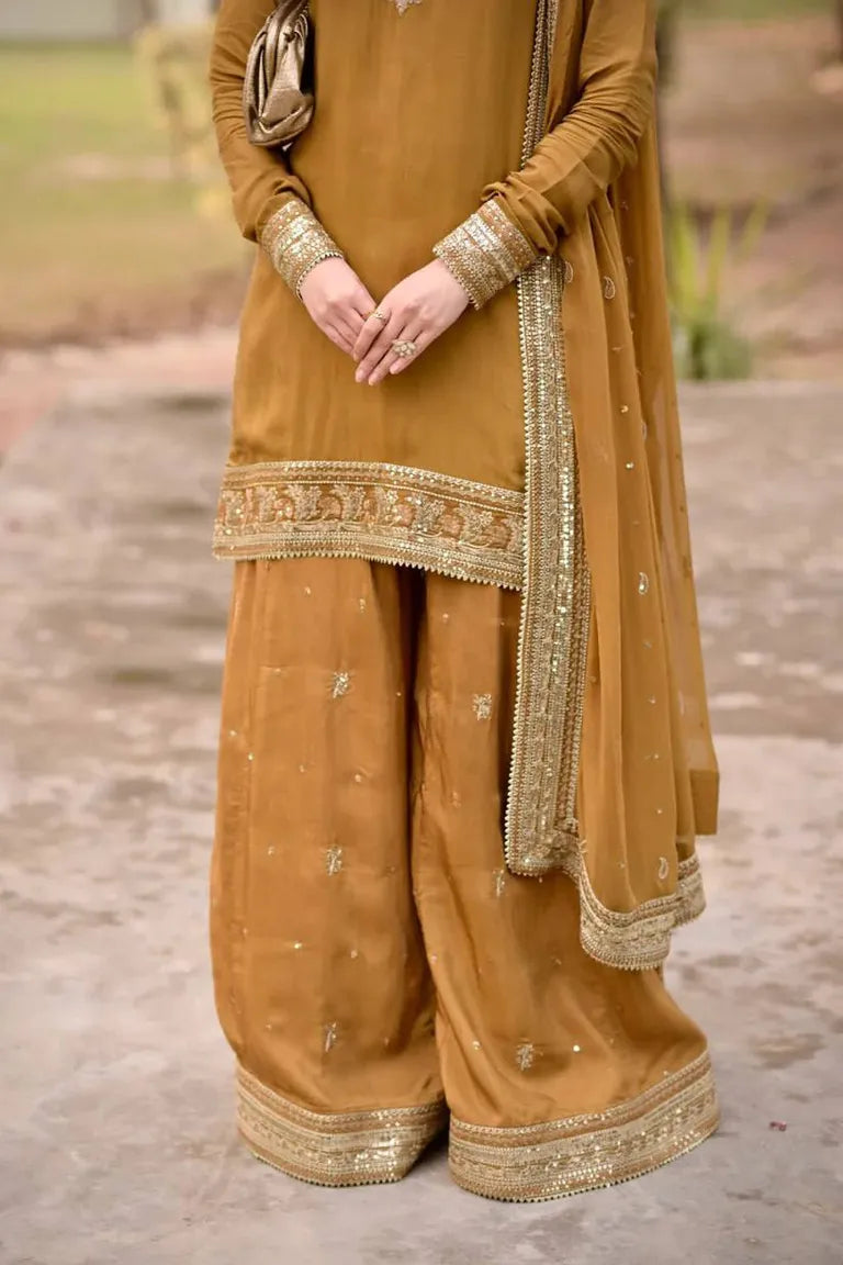 Designer Mul Chanderi Suit with Sequins