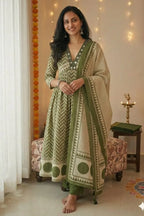 Cotton Chevron Mirror Work Kurta Set