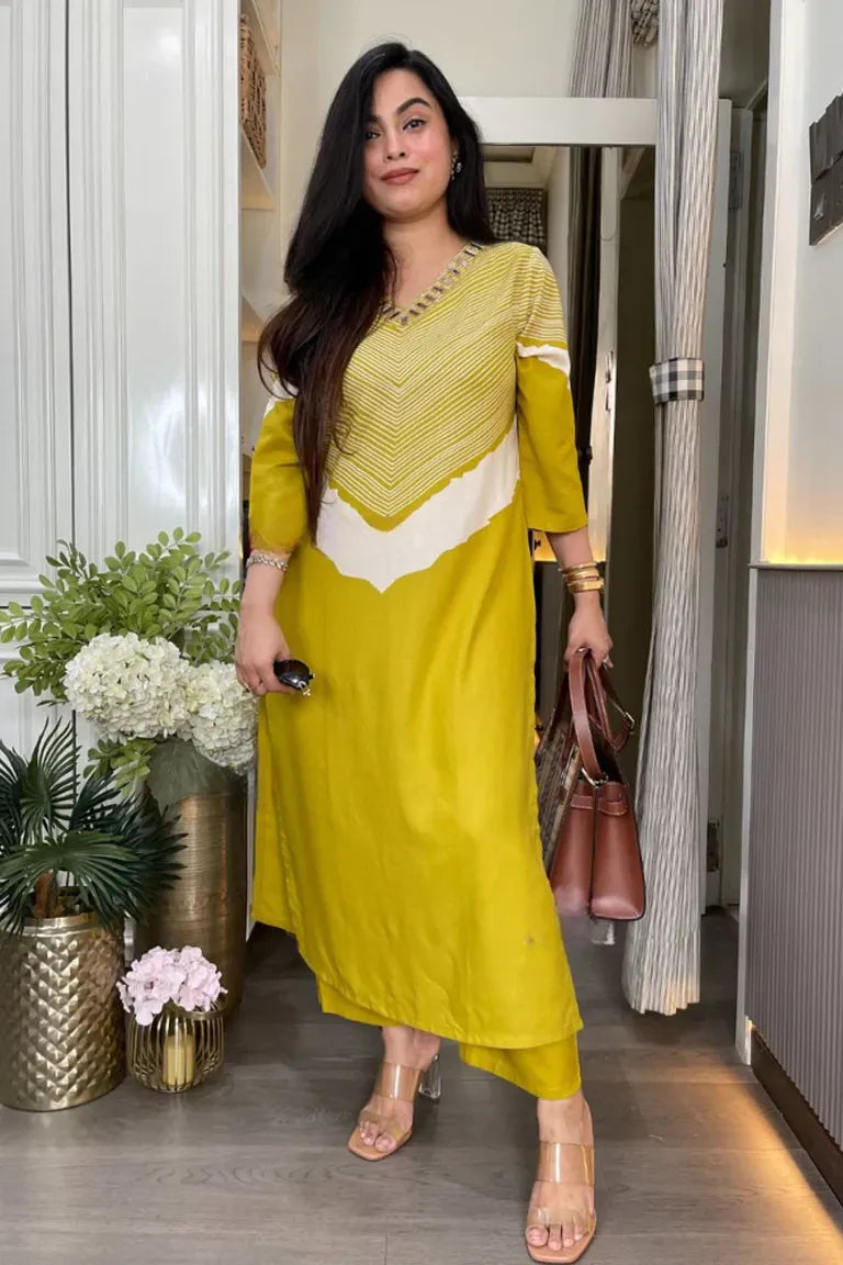 Cotton Slub Printed Kurta Pant Set