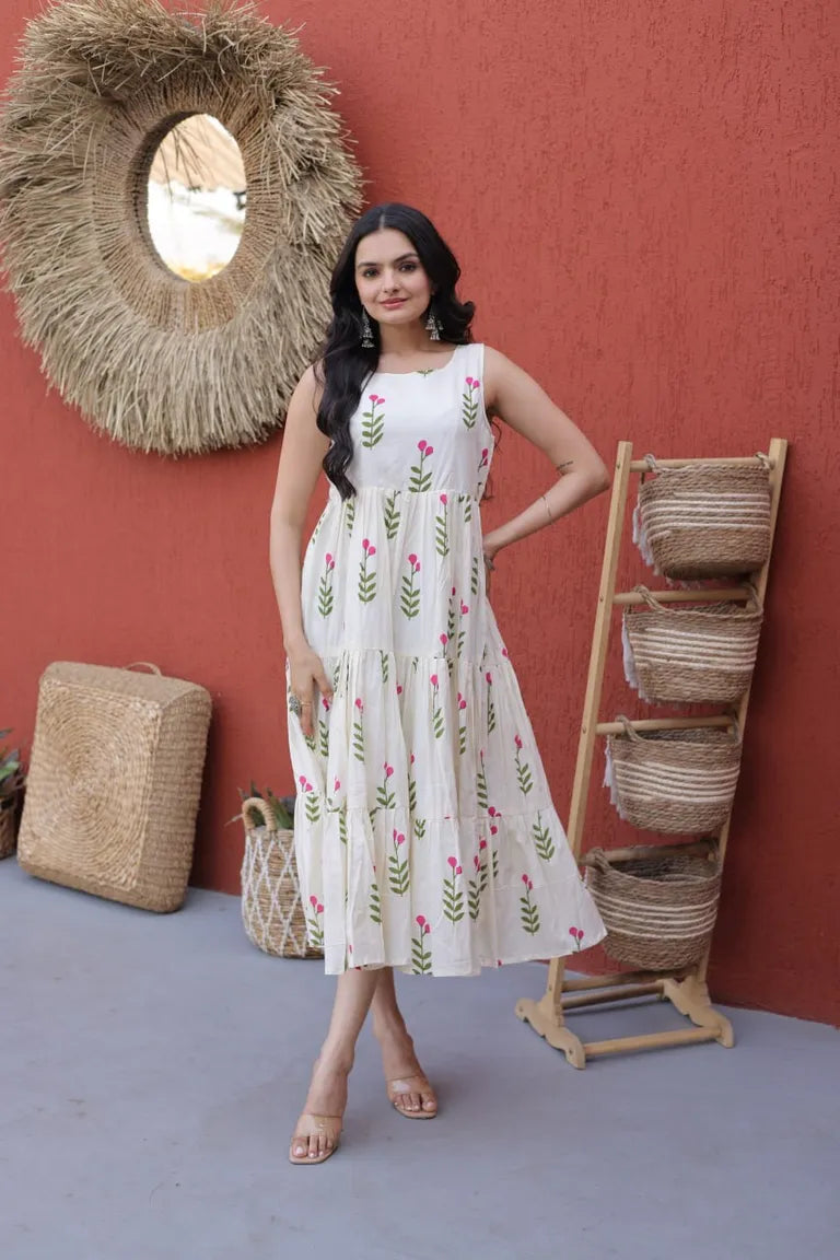 Sleeveless  A-Line Midi Dress