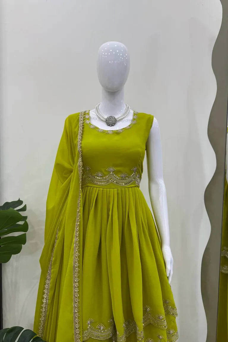 Lime Green Georgette Sharara Suit