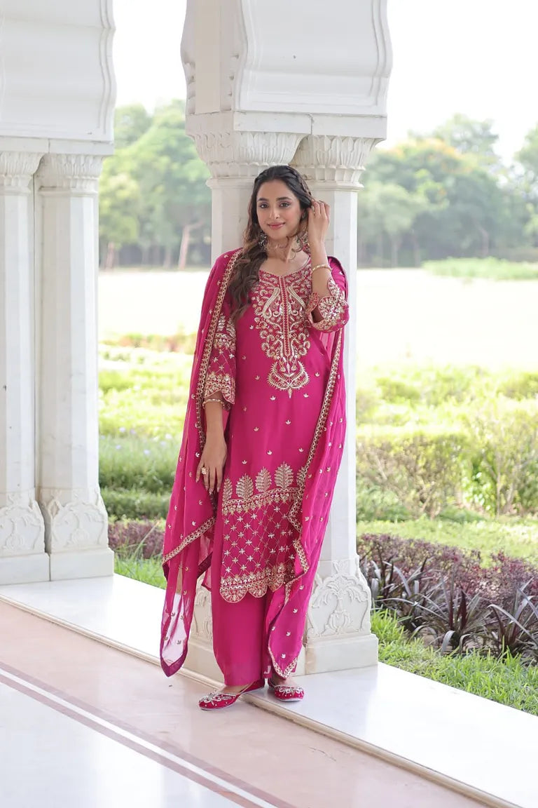 Party Wear Faux Blooming 3-Piece Suit