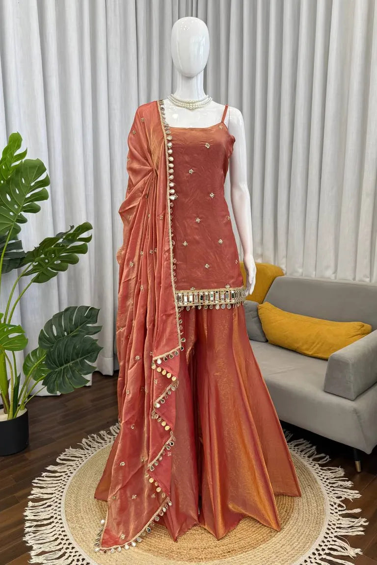 Fendy Silk Kurti with Sharara Set