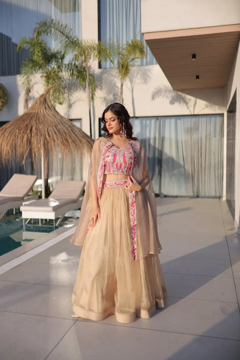 Premium Gold Lehenga with Shrug