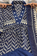 Cotton Chevron Mirror Work Kurta Set