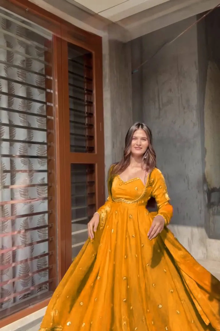Elegant Anarkali with Silk Dupatta