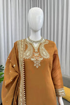Designer Mul Chanderi Suit with Sequins