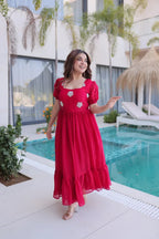 Silver Crunchy Tiered Maxi Dress