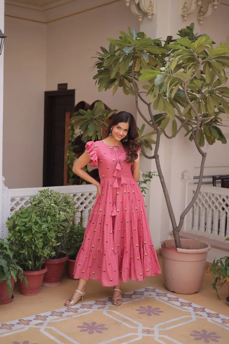 Embroidered Cotton Tiered Maxi Dress