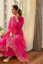 Pink Festive Kurta Pant Dupatta Set