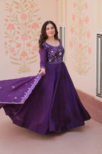 Women's Crush Anarkali Gown & Dupatta