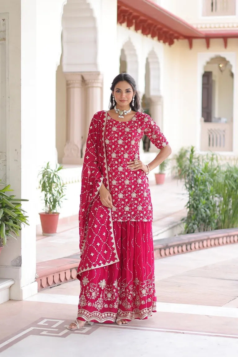 Party Wear Kurti with Sharara Dupatta