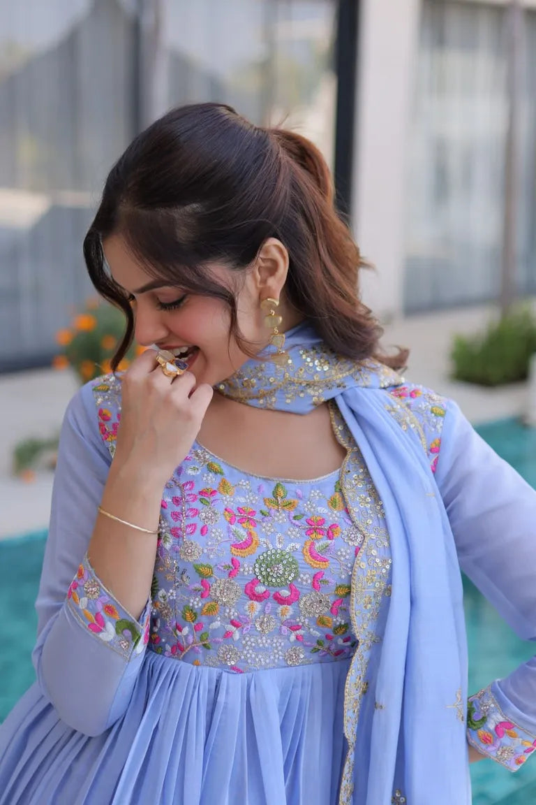 Mal Chanderi Anarkali Set