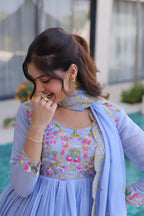 Mal Chanderi Anarkali Set