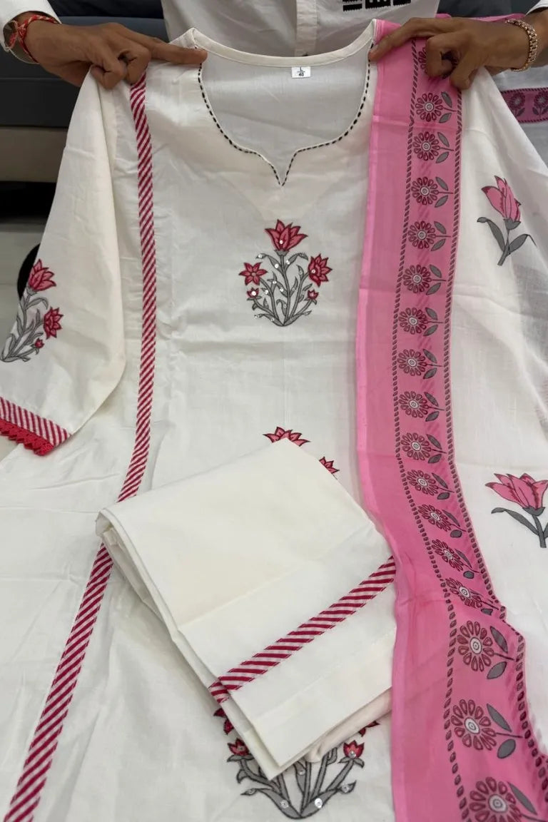 Jaipuri Taj Cotton Floral Suit Set