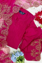 Pink Festive Kurta Pant Dupatta Set