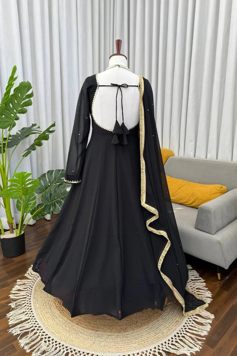 Party Wear Black Anarkali gown