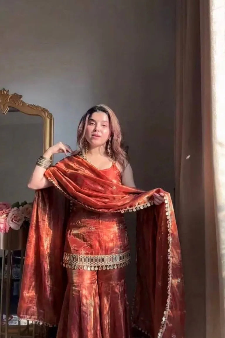 Fendy Silk Kurti with Sharara Set