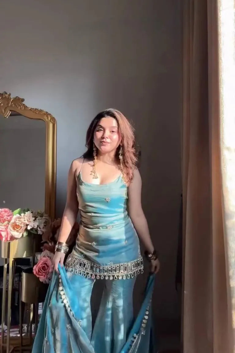Fendy Silk Kurti with Sharara Set