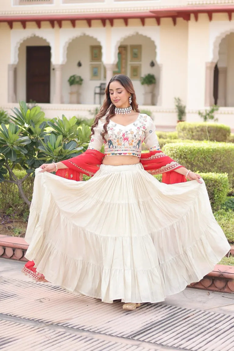 Designer Folk Art Tiered Lehenga Outfit