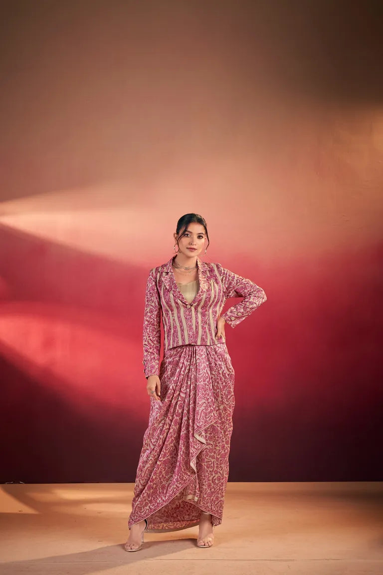Printed Tasar Silk Co-ord Set