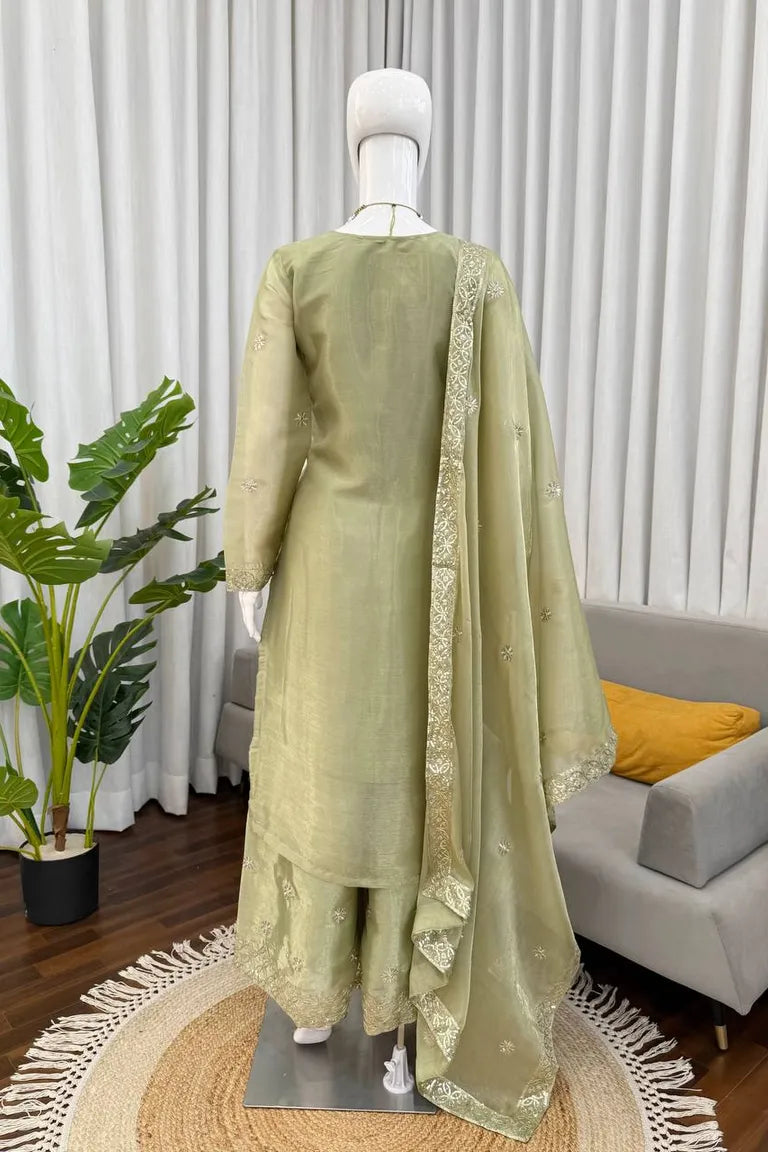 Custom Fit Green Ethnic Wear Set