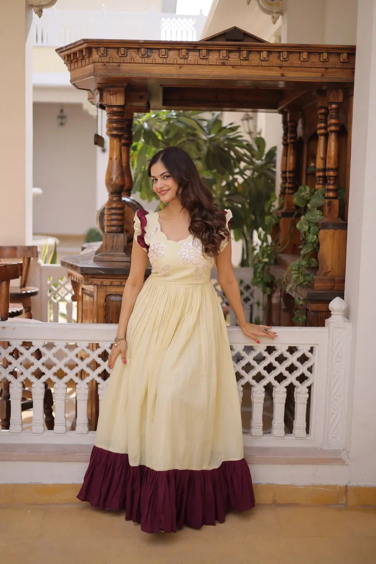 Cotton Embroidered Frill dress