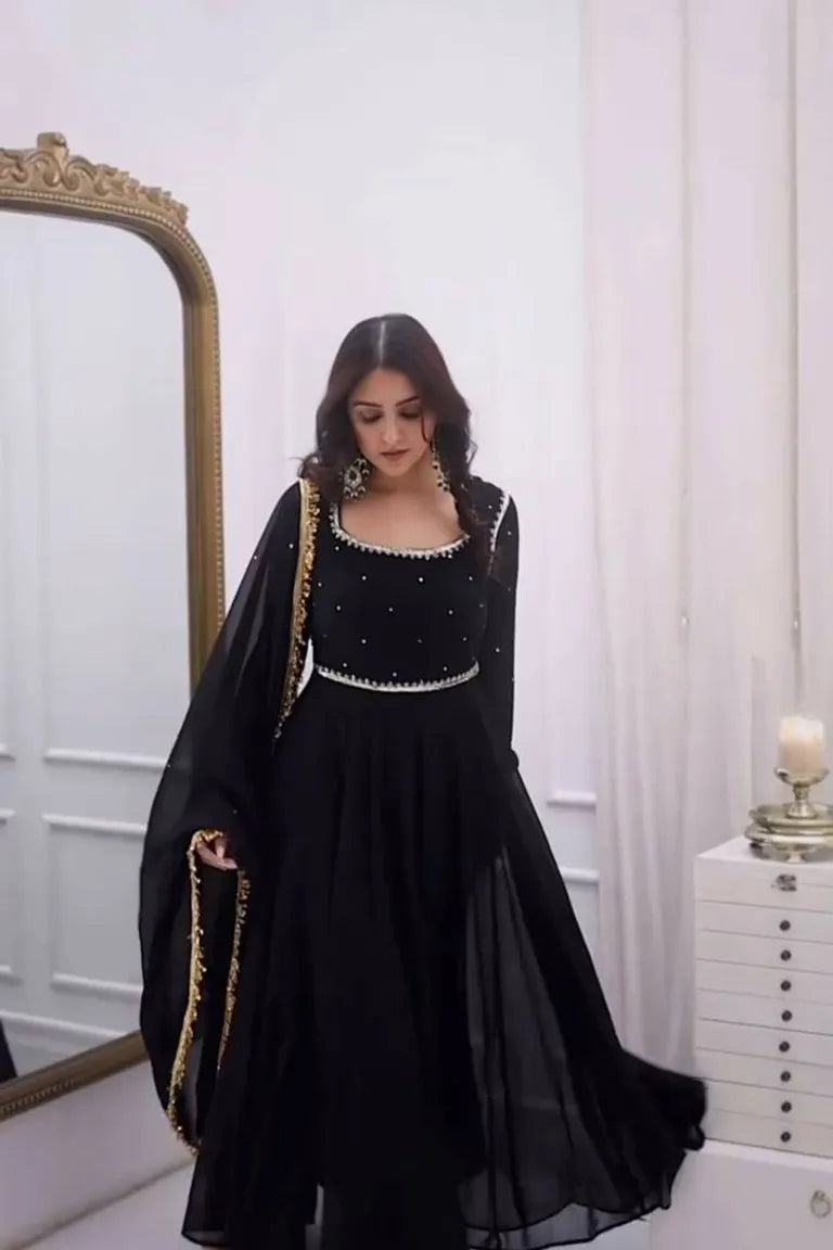 Party Wear Black Anarkali gown