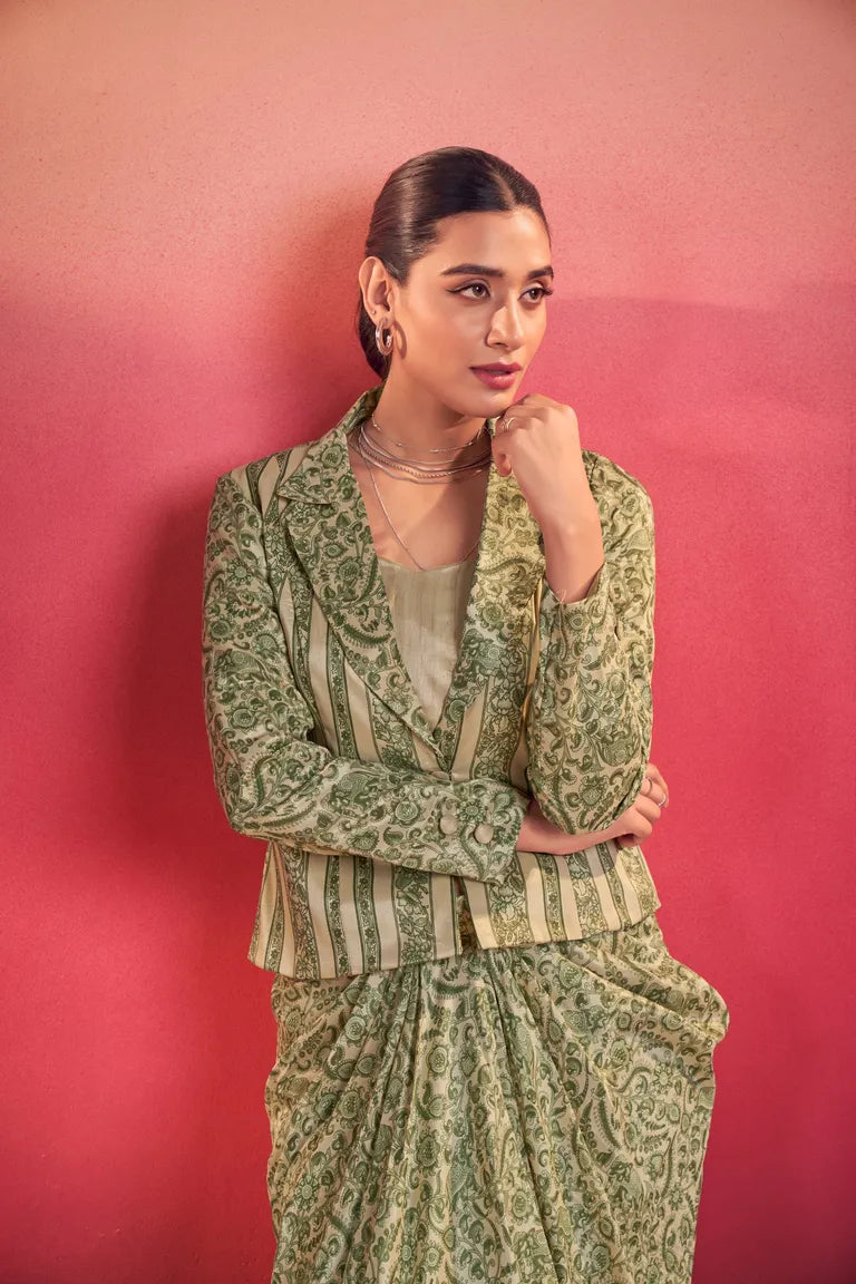 Printed Tasar Silk Co-ord Set