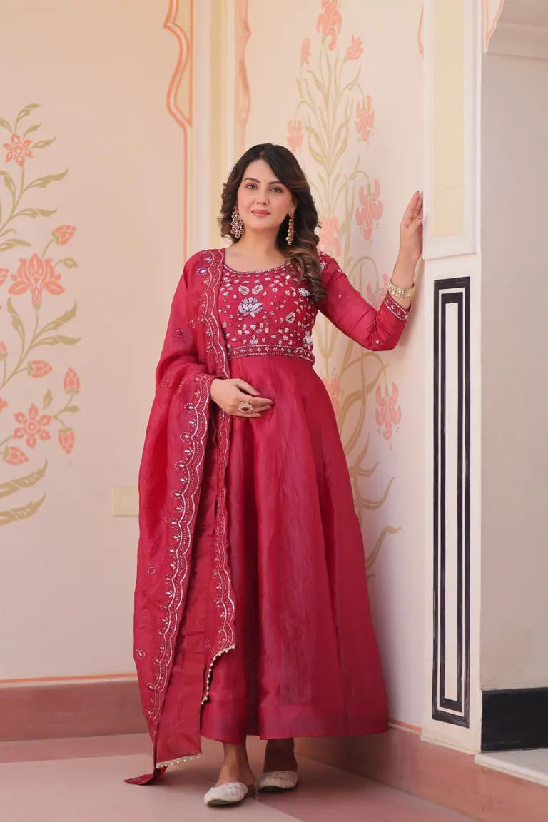 Women's Crush Anarkali Gown & Dupatta