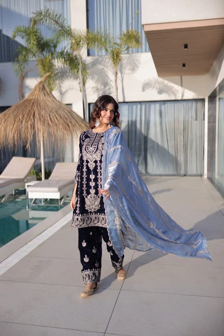 Velvet Bell Sleeve Suit