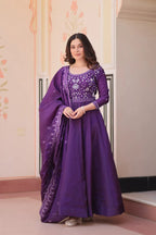 Women's Crush Anarkali Gown & Dupatta