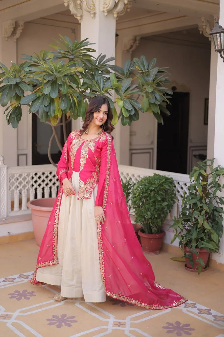 Festive Kali Pattern Gown with Full Sleeves