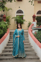 Embroidered Scarlet Anarkali Gown