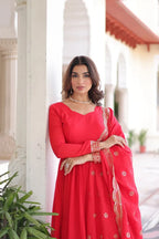 Ruby Red Flared Gown
