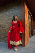 Party Wear Anarkali with Lace Border