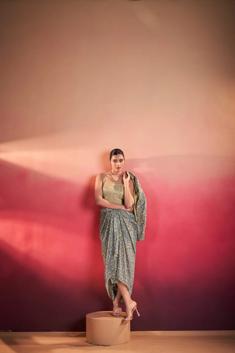 Printed Tasar Silk Co-ord Set
