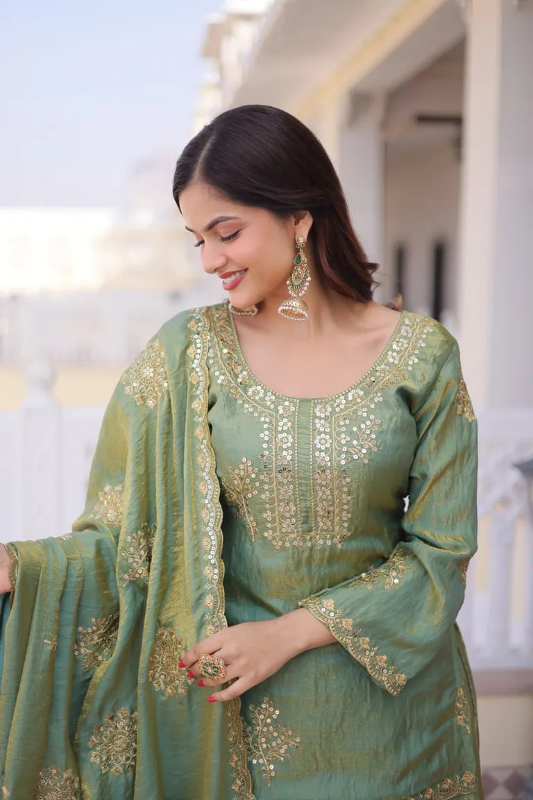 Festive Fendi Crush Sharara Suit