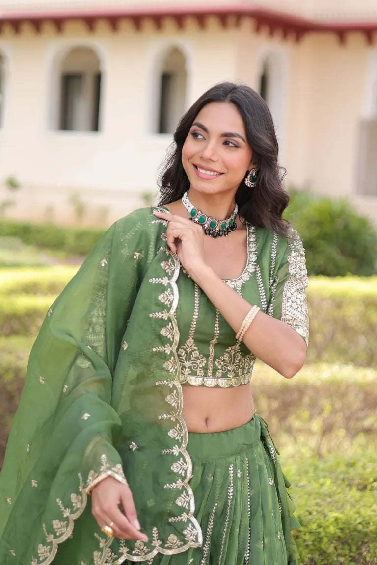Festive Zari Sequins Lehenga Choli