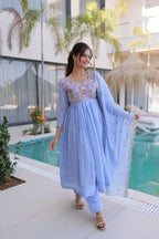 Mal Chanderi Anarkali Set